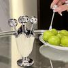 High-looking Stainless Steel Fruit Forks, Home Use, Light Luxury, Youngsters's Safety Small Fork Set, Storage Jar, Dessert Fruit Picks