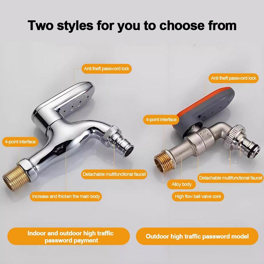 Portable Metal Combination Lock Faucet 1/2 Inch Thread Anti-Theft Garden Faucet Security Lock Water Tap Lock Public Places