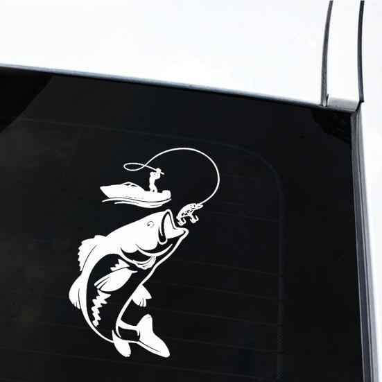 Забавная рыбалка Рыбак Рыба Лодка Автомобиль Светоотражающие наклейки Декор