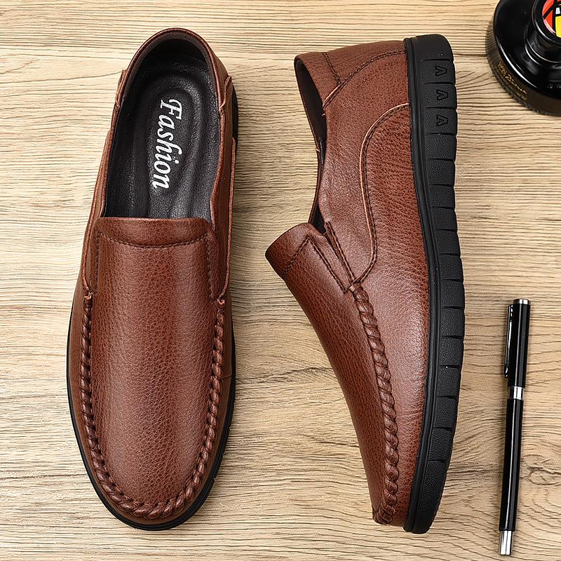 FashionLeather Shoes Man 2024 New Fashion Mens Shoes Classic Business Loafers Men Summer Autumn British Style Leisure Walk Casual Shoes