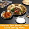 Тарелки из нержавеющей стали, круглые, для салата, легко моющиеся, миска для пиццы и фруктов для домашней кухни, кемпинга, барбекю