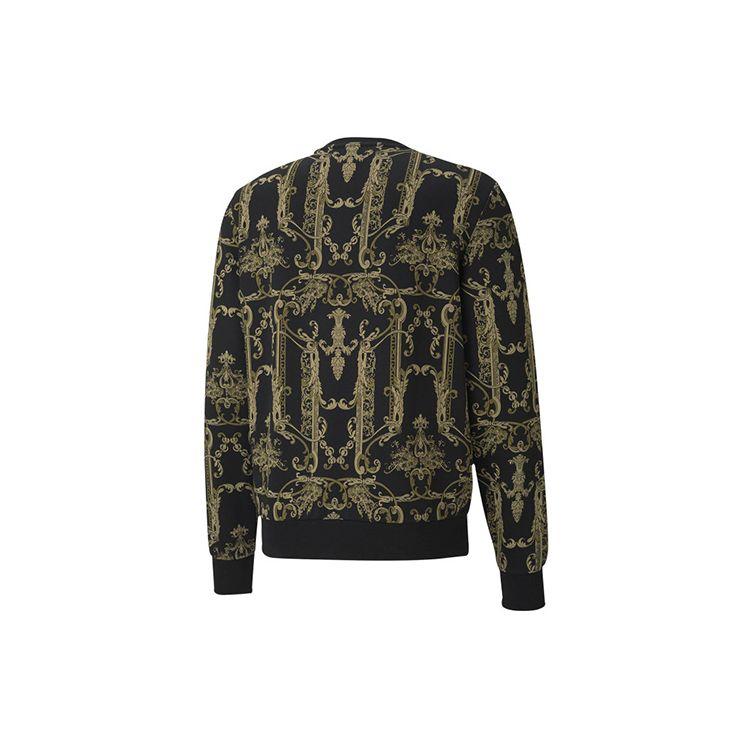 Puma Luxe Aop Crew Повседневный спортивный свитер с круглым вырезом Трикотажный свитер Мужской свитшот Золотой 530305-51