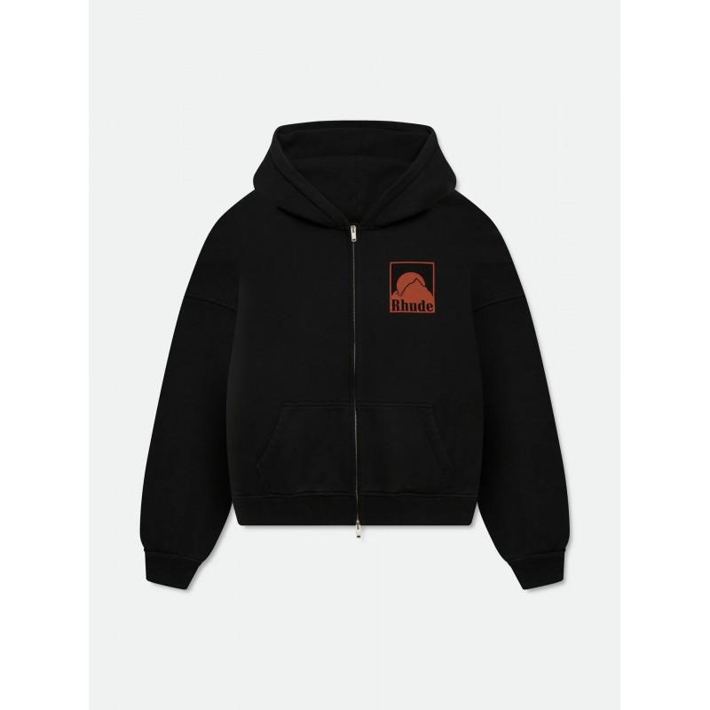 Rhude-style Geometric Hooded Sweatshirt Men Women Loose Fit Fall Winter