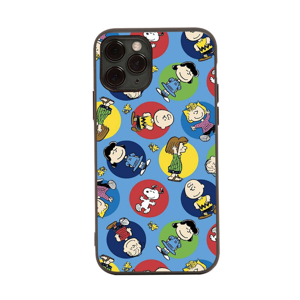 SM15 Snoopy Friend Black Sofe Case for Samsung Note 20 Lite S24 Ultra S23 A03 A05 A06 A11 A71 A15 A16 A13 A24 A25 A33 A52 A53 A50 M55 M35 Plus