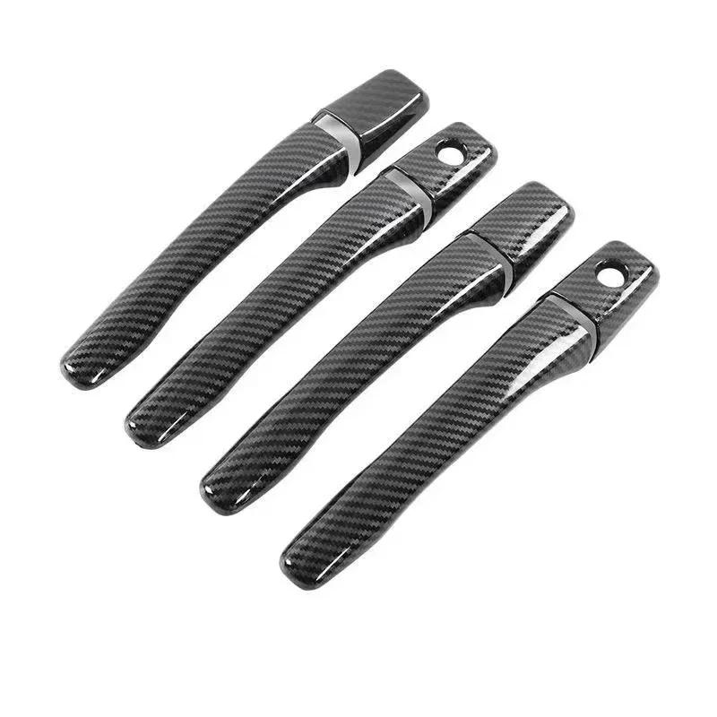 For Mitsubishi Outlander Lancer Mirage Evolution 2003-2006 Glossy Black Carbon Fiber Car Door Handle Cover Styling Stickers