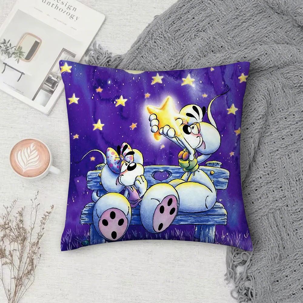 Cartoon DDiddl RRatS Pillow Case Square DoubleSided Printing Sofa Cushion Cover Pillowcase Bedroom Bedside