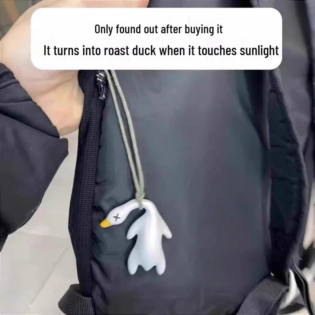 UV Color-Changing Roast Duck Pendant Keychain – Cute, Quirky Swinging Duck with Sand Sculpture Charm