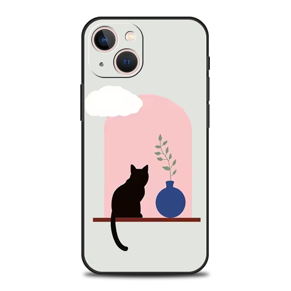 Роскошный мягкий чехол из ТПУ для iPhone 17 Air 16E 16 11 15 14 Pro MAX 12 13 7 8 Plus X XR XS SE 2022 Чехол Милый Кот