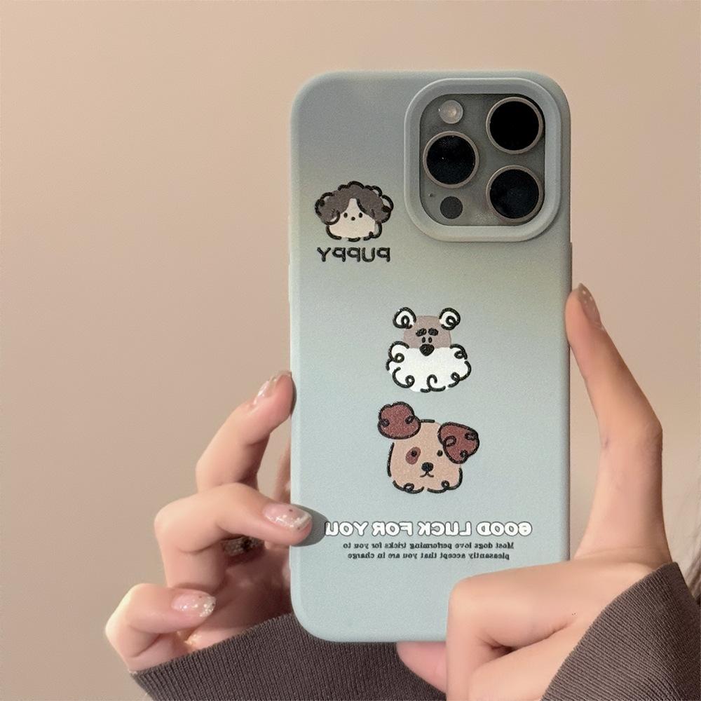Ins quirky puppy phone case suitable for iPhone 17, Apple 15 Pro Max, with lanyard, suitable for 14, 13, and 16