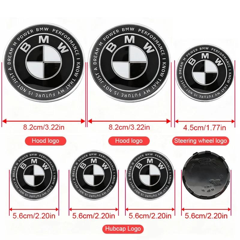 7Pcs For BMW F91 X3E83 X1E84 G60 X5E53 F12 F13 Car Front Hood Trunk Logo Hub Center Cover Steering Wheel Center Badge Stickers