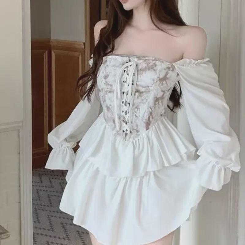 Маленькое черное платье в ретро-корейском стиле с пышным дизайном, омолаживающим кожу, для ранней весны и осени