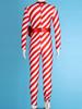 Kids Girls Candy Cane Striped Christmas Costume Long Sleeve Bow-knot Long Bodysuit Dance Jumpsuit Costume Dancewear