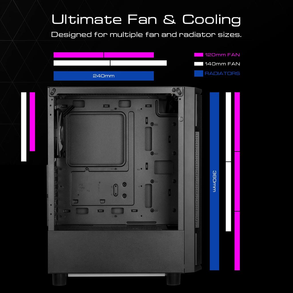 Корпус игрового ПК GAMDIAS ATHENA M6 LITE Корпус ATX Бесшовное закаленное стекло Окна 4 120 мм ARGB вентилятор Три стороны Подсвечивающаяся сетчатая передняя панель Перфорированная