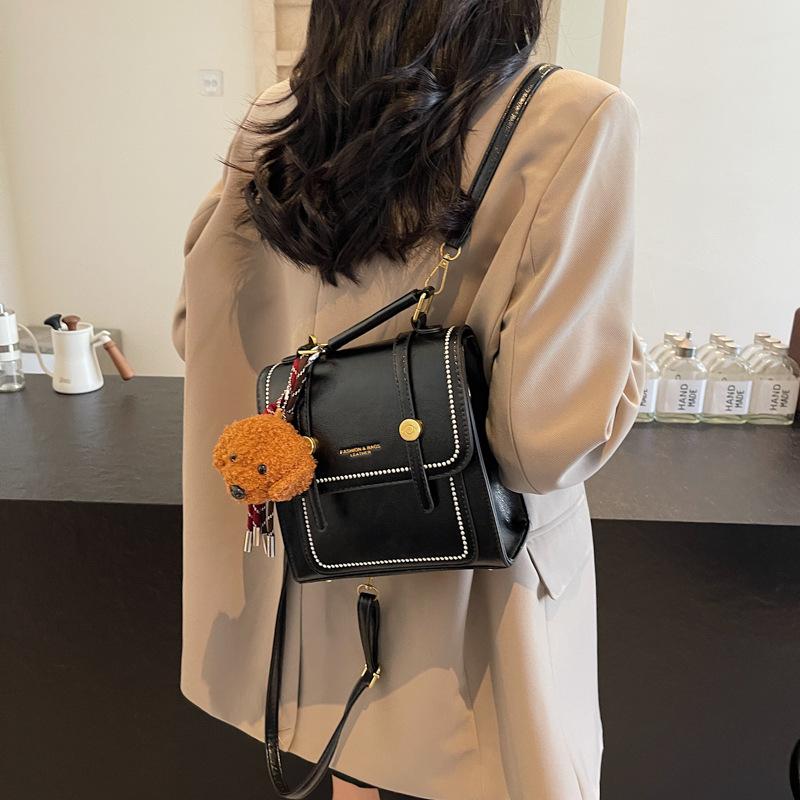 Niche Design Bag Women 2025 New Contrasting Color Portable Backpack Retro Versatile Travel Backpack