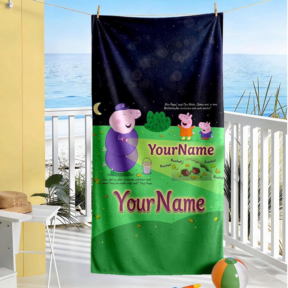 Peppa Pig Customize Your Name Beach Towel Soft Durable Quick-Dry Suitable for Sports Travel Swimming Yoga Bathroom Beach And Pool