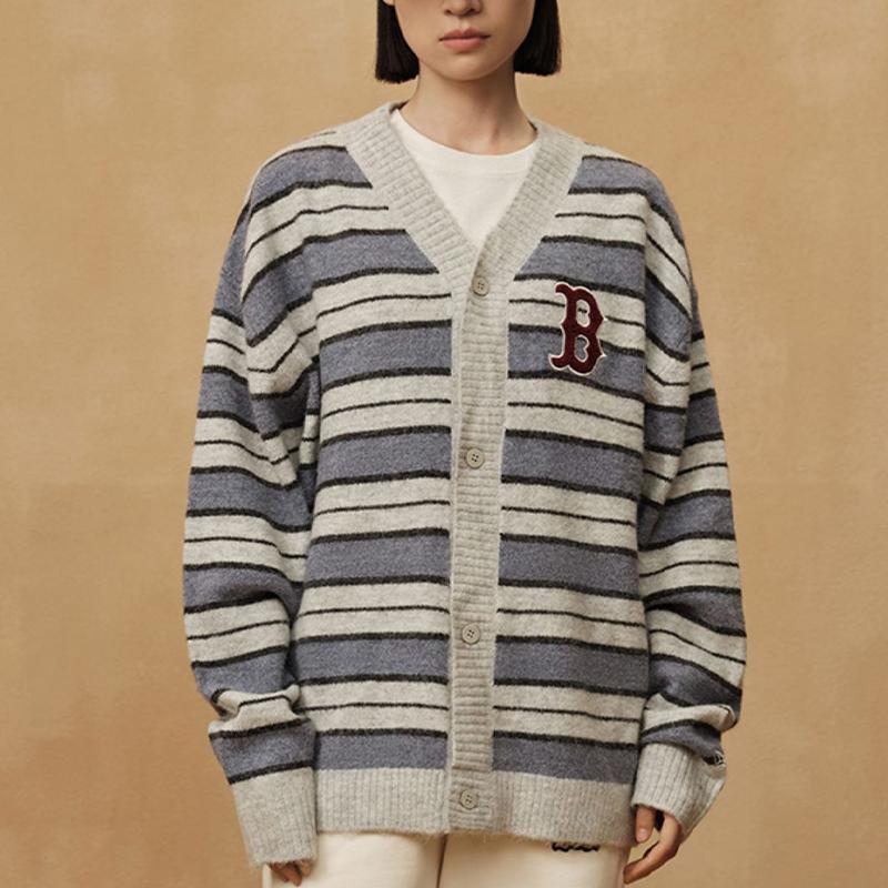 New Era Серия Панк-Рок Бостон Ред Сокс FW23 Полосатый Color Block Вязаный Свитер Унисекс свитер синий 13789274