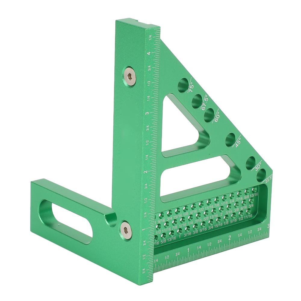 6pcs Green 3D Carpenter Square Aluminum Alloy Layout Measuring Tool Woodworking