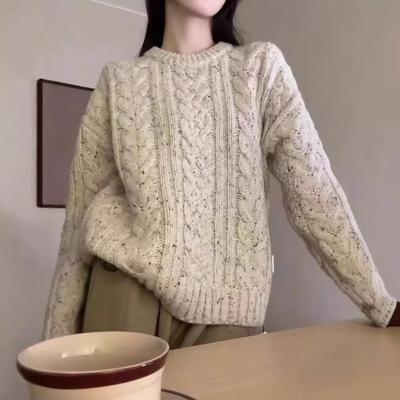 Ленивый ветер пуловер с круглым вырезом женский новый осенне-зимний с чувством дизайна ретро повседневный универсальный вязаный свитер
