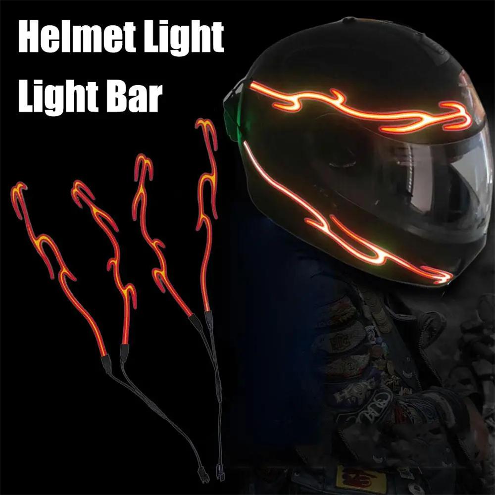 1 пара Светодиодная лента холодного света для мотоциклетного шлема, водонепроницаемая наклейка, мигающее предупреждение