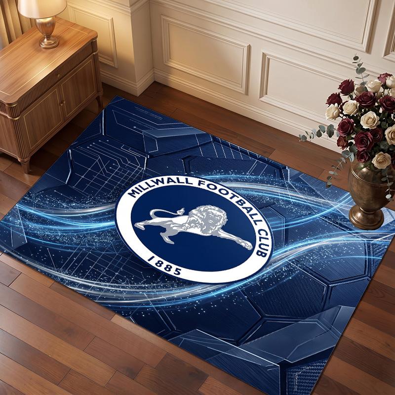 Millwall Football Print Crystal Velvet Rug, Comfortable Water Absorbent Non Slip Indoor Floor Carpet