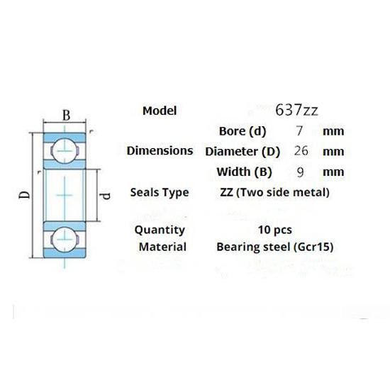Подшипник 637ZZ 9 шт. 7*26*9(мм)