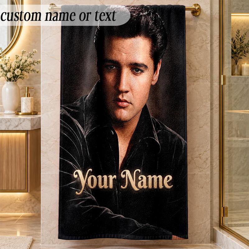 Beach TowelElvis Presley Custom Name Text Personalized Soft Towel for Beach Pool Indoor Home Decor Gift