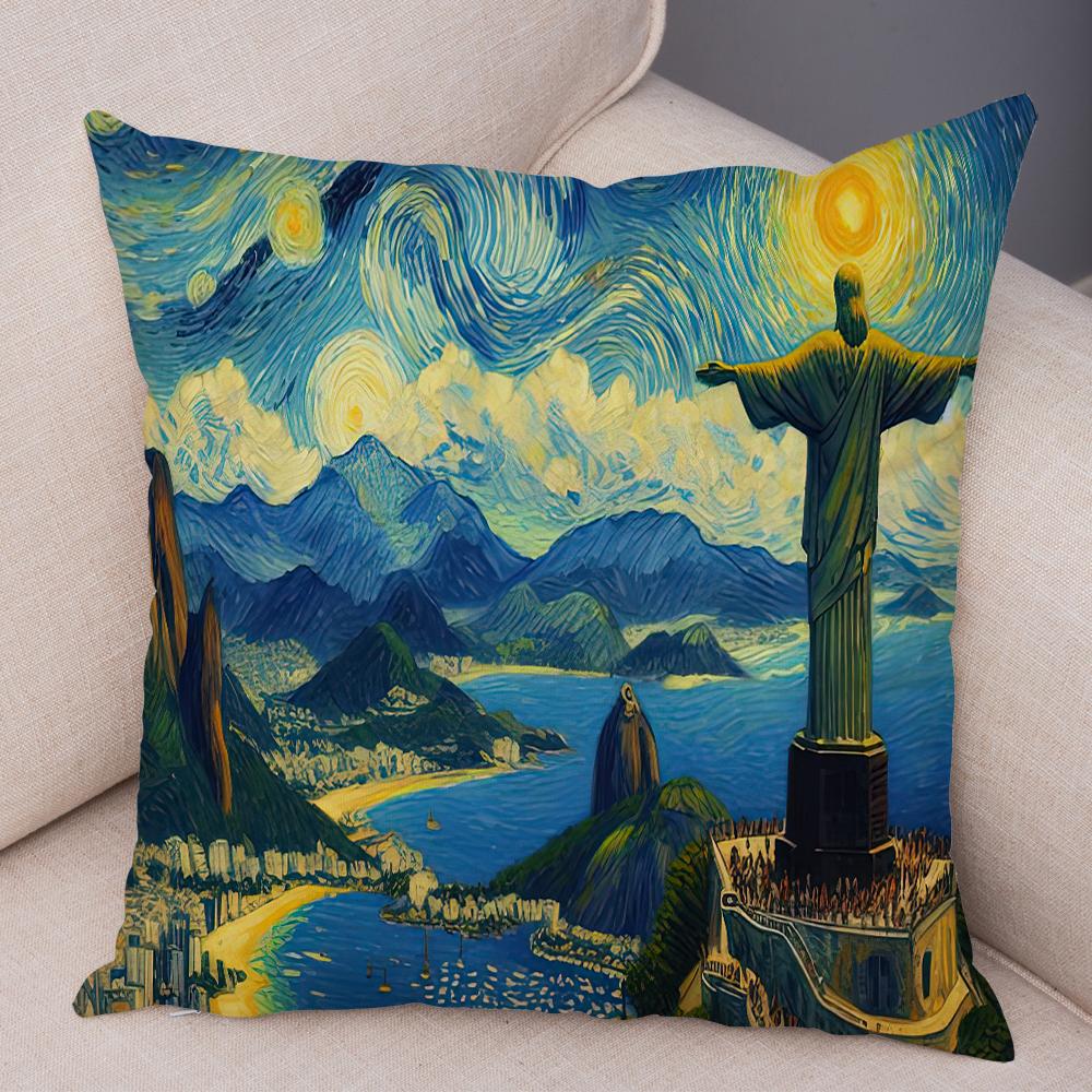 Нью-Йорк Париж Лондон Рим Наволочка Декор Искусство Звездное Небо Двусторонняя Наволочка Мягкая Плюшевая Наволочка для Дивана Дома Автомобиля