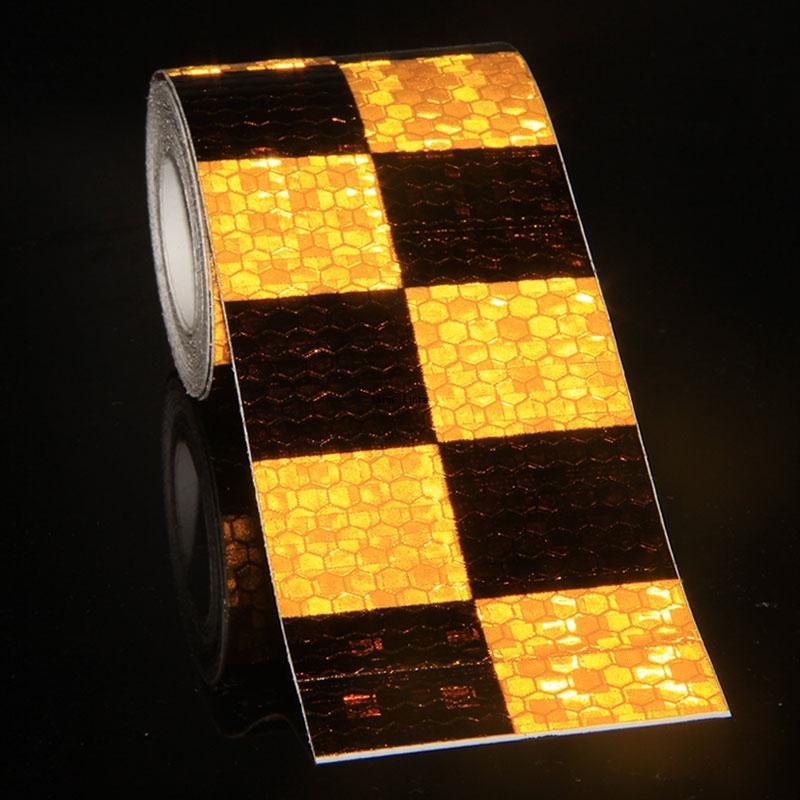 5CM*5M Checkered Car Reflective Sticker Waterproof Safety Warning Reflector Self-Adhesive Conspicuity Tape For Truck Motorcycle