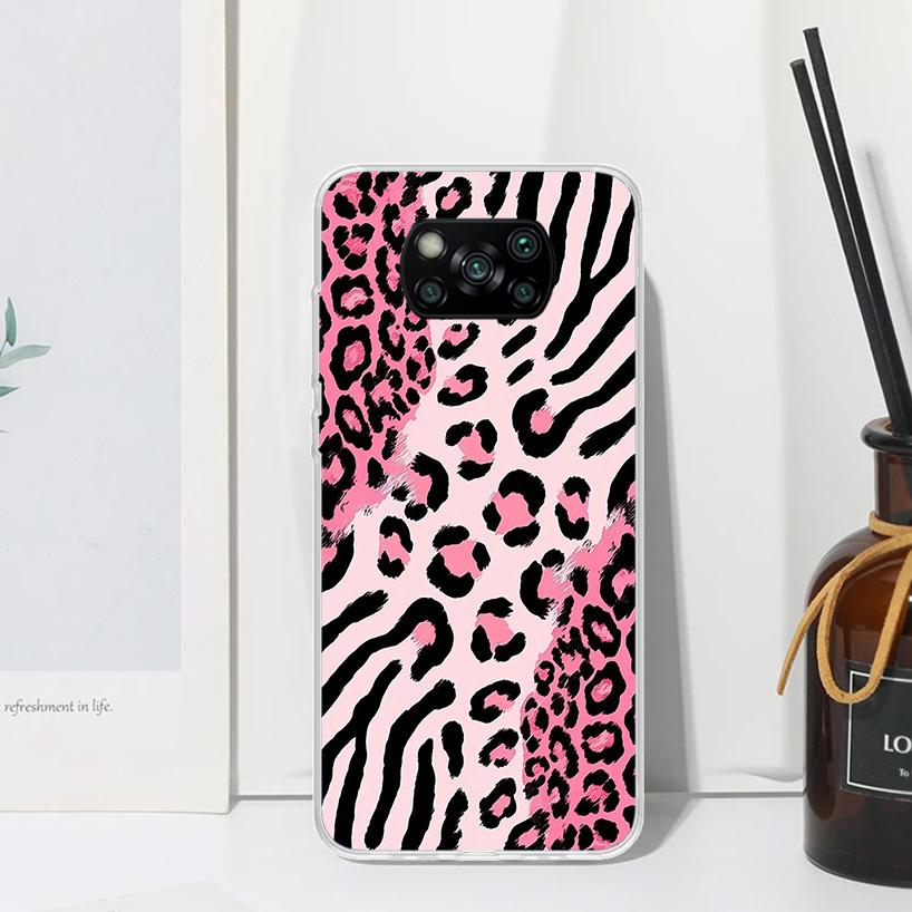 Pink Leopard Print Phone Case For Xiaomi Poco X7 X6 X5 M7 M8 Pro F7 Ultra Redmi 15C 15 13C 13 12C 12 10 10C 10A Art Fundas Poco