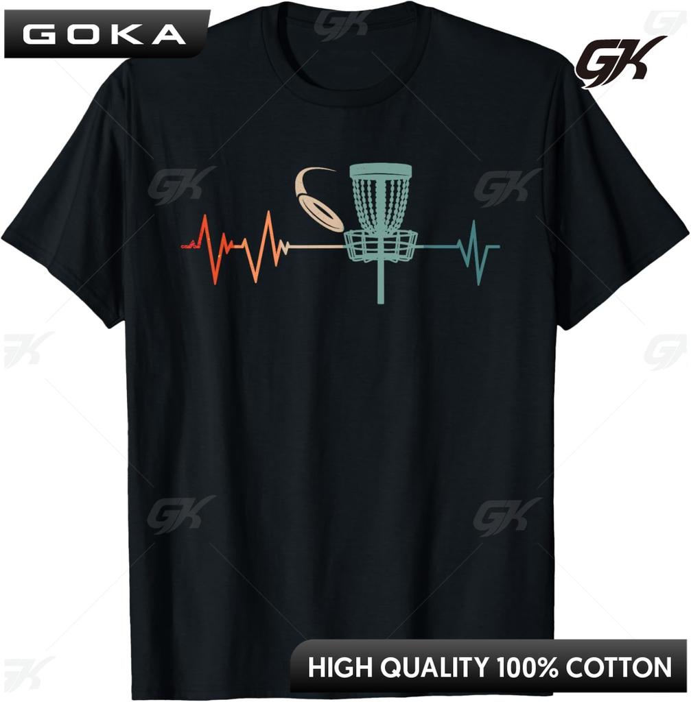 Great Disc Golf Heartbeat Gift Ultimate TShirt Custom Printed Graphic T Shirts Clothes Customizable Vintage T Shirt Camisas