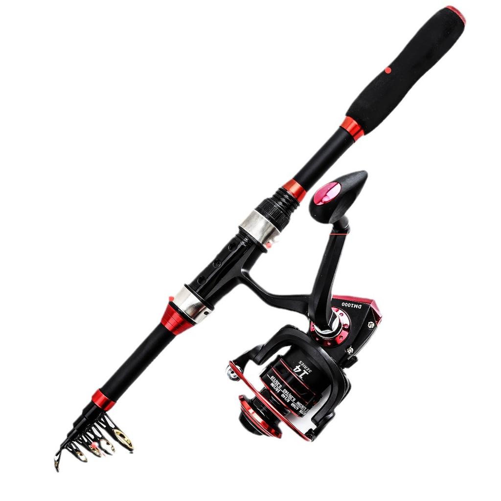 Новый комбинированный набор удочки и катушки из стекловолокна 5.5:1 вращающаяся катушка 1,8 м, удочка, наживка, крючок, портативная сумка для аксессуаров