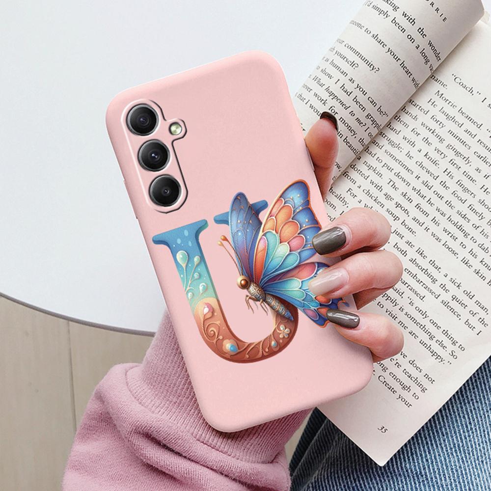 Phone Case For Samsung Galaxy A15 A25 A35 A55 A13 Colorful Letter Love Flower Butterfly Women INS Shell Fundas Bumper Soft Cover