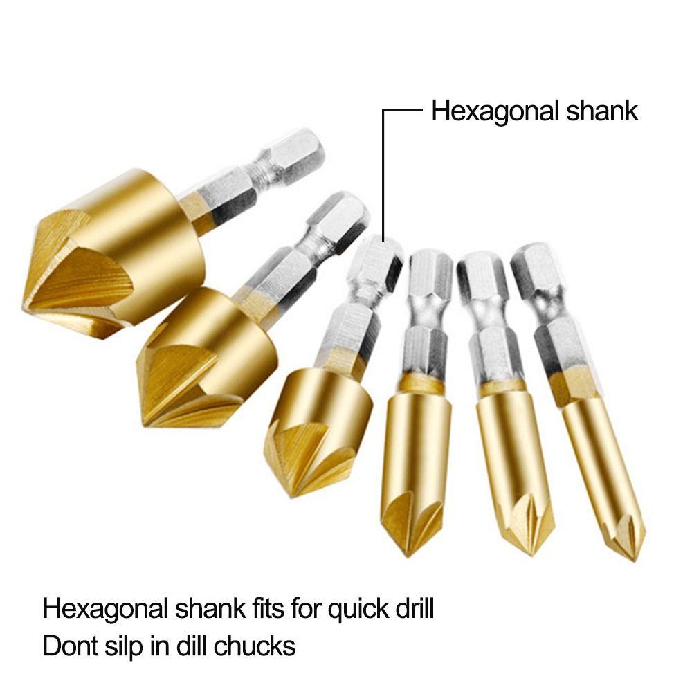 5 Flute Countersink 90 Degree Chamfer Counter Sink Drill Bit Hex Shank Wood Chamfering Cutter