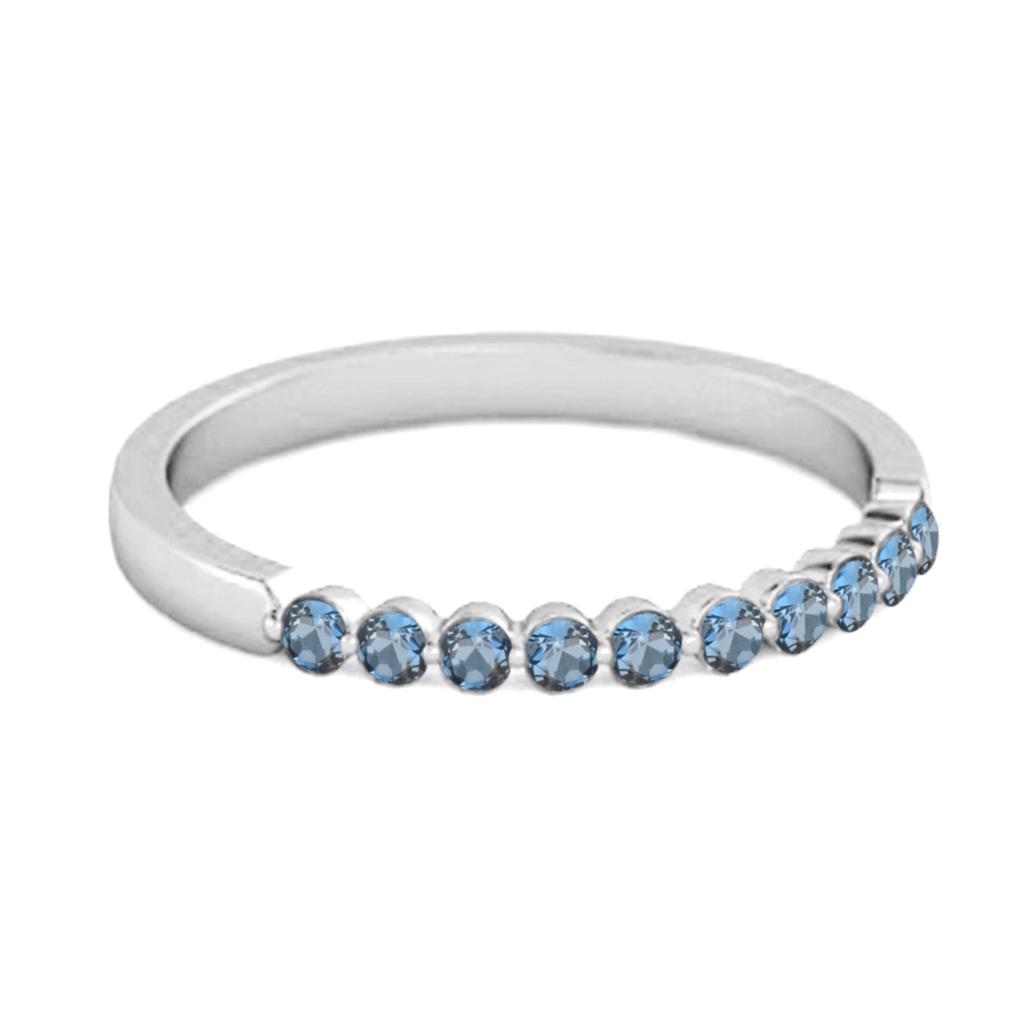 London Blue Topaz Half Eternity Design Band Ring - 925 Sterling Silver