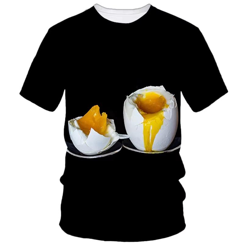 Funny Egg Pattern T-shirts 3D Printing Food Short Sleeve Round Neck Cool Design Men's T-shirts