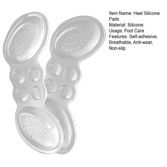 1 Pair Heel Silicone Pads Non-slip Anti-wear Transparent Adhesive Soft Relief Pain Foot Care Women Men Invisible Heel Insole Stickers