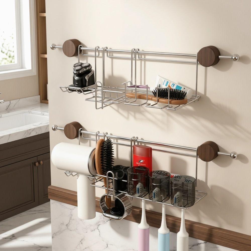 Waterproof Suction Cup Bathroom Shelf Luxury Style Wall Mount Storage Holder Cosmetics Storage
