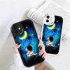 Slim Skin Feeling Cartoon Astronaut Soft Silicone PU Leather Cover Phone Case for iPhone Samsung Huawei Honor Xiaomi Redmi OPPO Realme Vivo