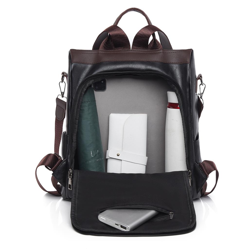 Женский мягкий кожаный рюкзак с защитой от кражи, многофункциональный рюкзак