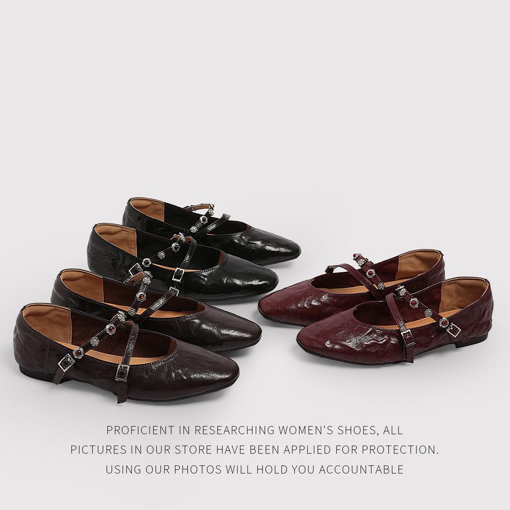 The First Layer Of Sheepskin - Mary Jane Shoes Are Fashionable And Simple Retro Shallow Mouth Women'S Single Shoes