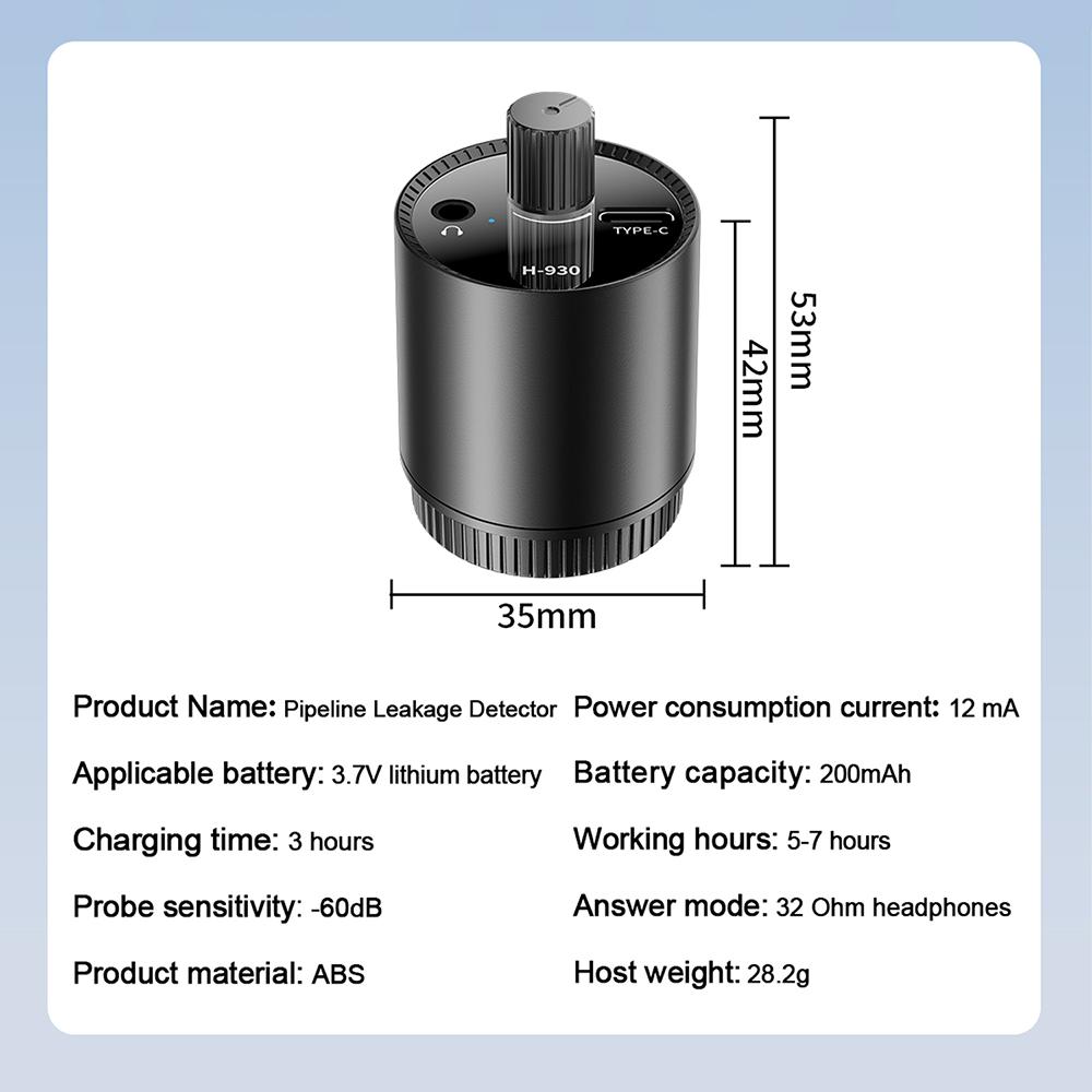 Water Leak Detector Multi-functional Pipe Leak Detector Portable Sound Amplifier Water Pipe Floor for Leak Detection
