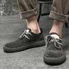 Fashion 2024 British Style Fashionable Brown Men's Lace Up Loafers Massage Sole Comfortable Men's Suede Shoes Versatile Flat Shoes