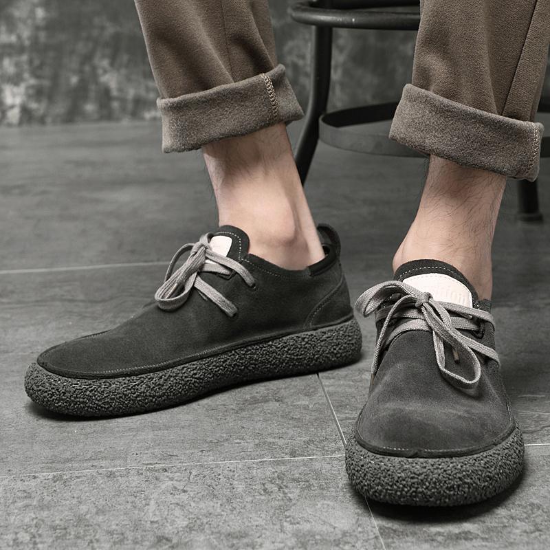 Fashion 2024 British Style Fashionable Brown Men's Lace Up Loafers Massage Sole Comfortable Men's Suede Shoes Versatile Flat Shoes