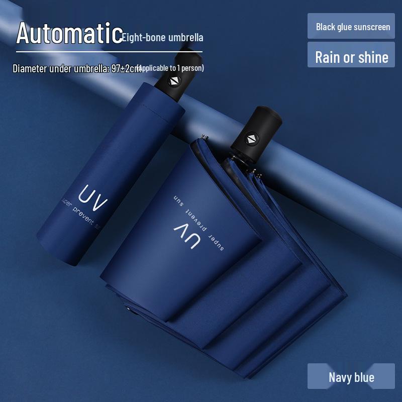 Automatic Floral Oil Painting Umbrella - Portable, Sturdy, Black Glue Sunscreen Parasol