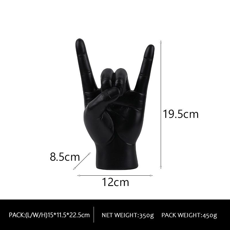 Gold Decoration, Music Sign Rock Hand Statue Living Room Bedroom Finger Modern Hand Gesture Sculpture Home Shelf Desktop Gift