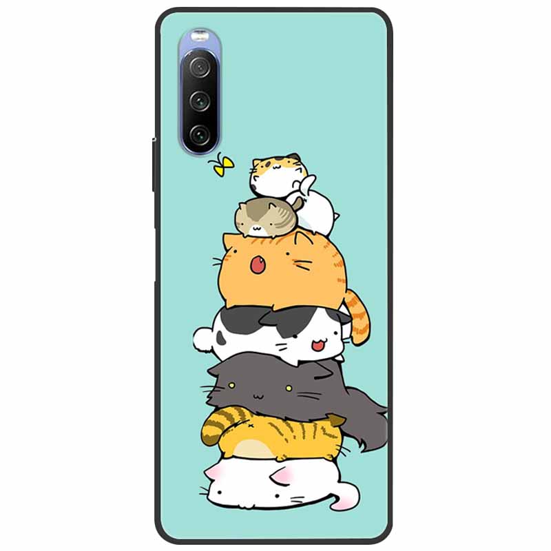 Мягкий чехол для Sony Xperia 10 III / 5 III / 1 III, силиконовый, с рисунком мраморного кота, чехол-фунда для Sony Xperia 1 II / 10 II / 5, чехол-коке