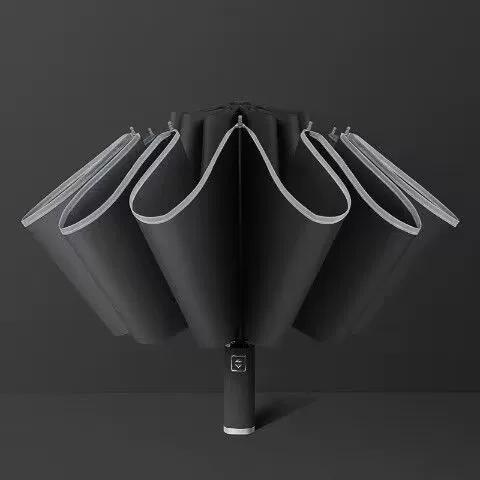Automatic Umbrella for Women, Thickened Large Size, Men's Car-Mounted Reverse Folding Umbrella, Double-Person, Student School Use, Black Coating for