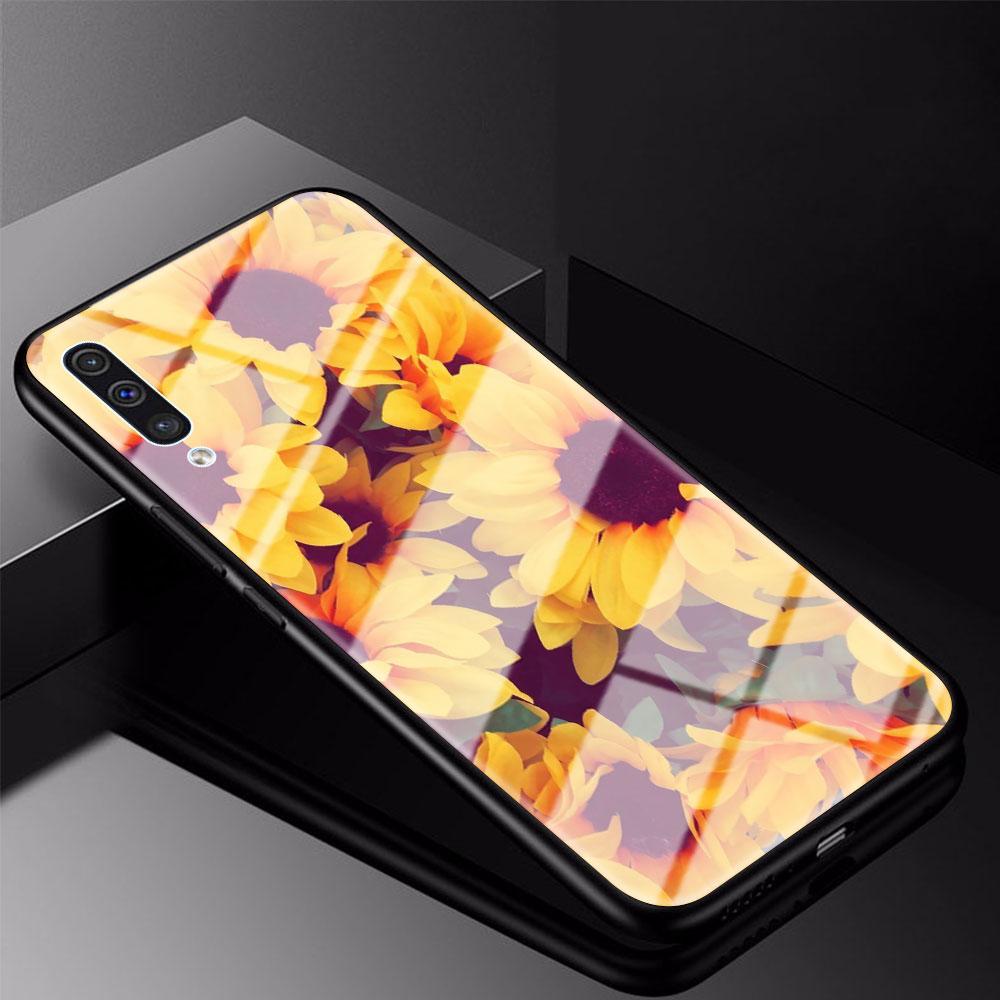 Чехол для телефона из закаленного стекла с подсолнухом и розой для iPhone Samsung Galaxy OnePlus Oppo Xiaomi Redmi Note SA 7 8 9 10 11 12 13 14 20 21 22 53 Pro Max Ultra