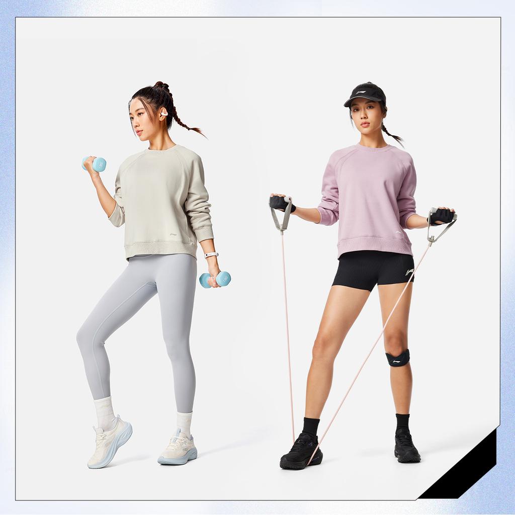 Li Ning Серия Фитнес Флис Теплый Блокировка Температуры Сухой С Длинным Рукавом Свободный С Круглым Вырезом Толстовка Женская толстовка AWDV948-5