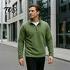 Winter Warm Clothing Men Quarter-Zip Sweatshirt, Long Sleeve Mock Neck Pullover Top, Solid Casual Color Tops Sweatshirt for Golf Office Street